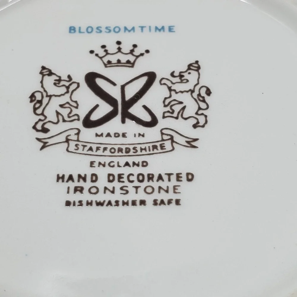 Vtg Staffordshire England Ironstone Blossomtime Blue Floral 2 Soup Cereal Bowls